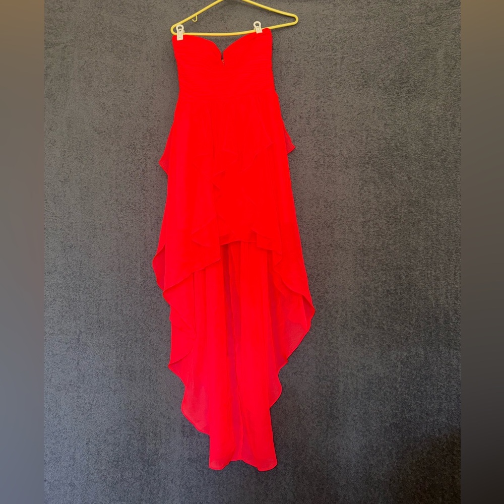 Arden B red/coral  Strapless High-Low Dress Small